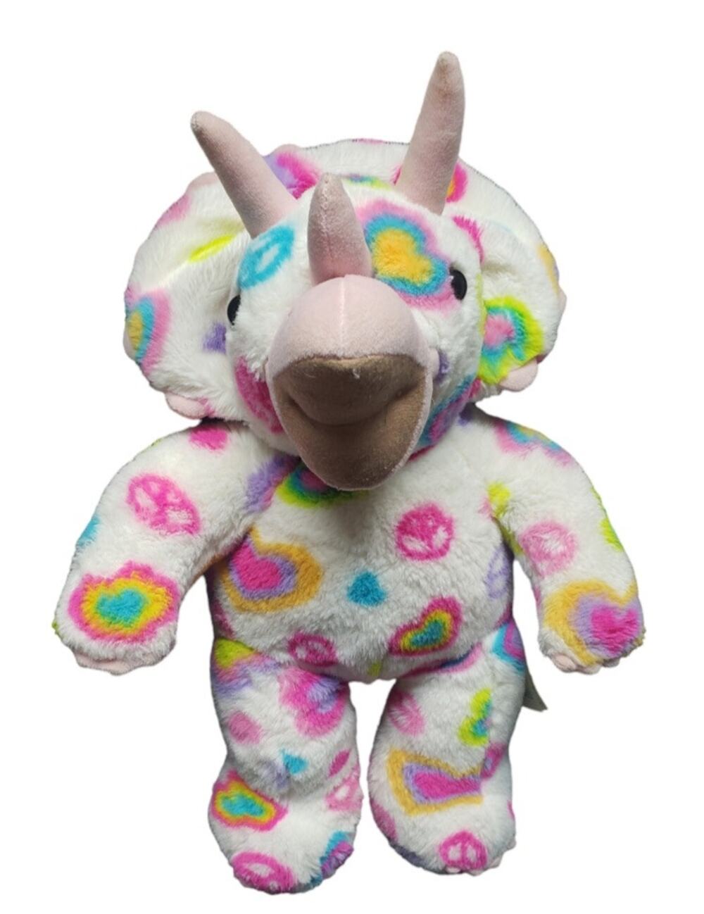 Build A Bear Colorful Peace & Love Triceratops Dinosaur Plush Stuffed Animal